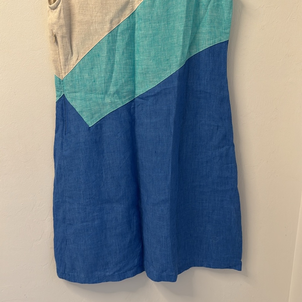 Mario Romano Linen Shift Dress Size Small Sleeveless Colorblock Made in Italy - Picture 8 of 11